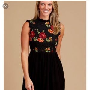 Altar’d state black dress with embroidery, size S.